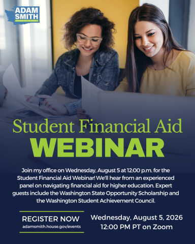 Join my office on Wednesday, August 5 at 12:00 p.m. for the Student Financial Aid Webinar!
